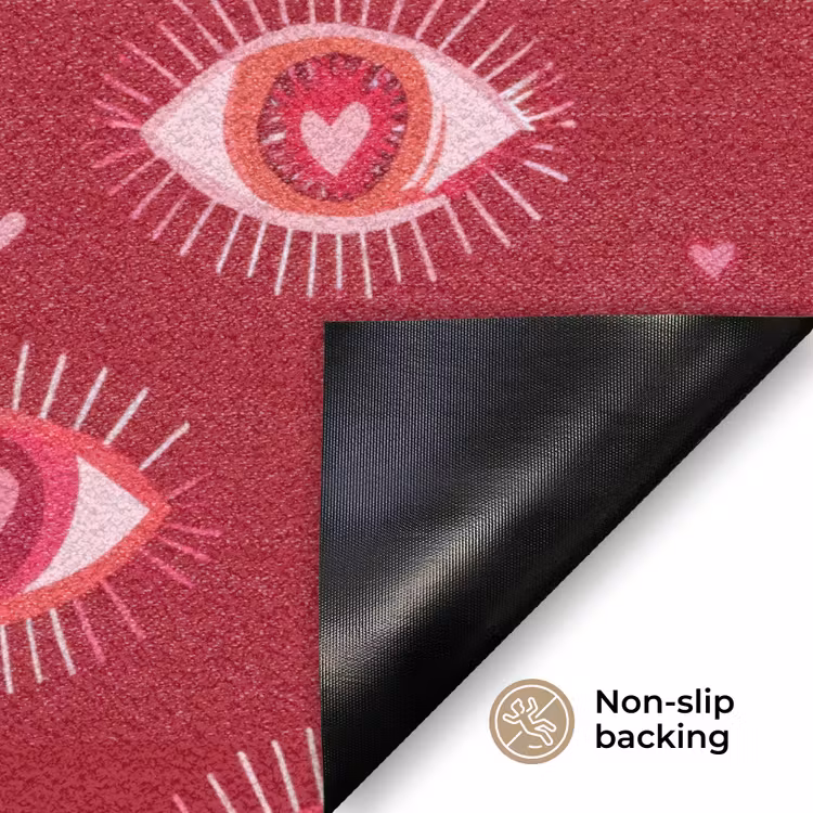 Ogen - Patroon - Roze - Donkerrood Deurmat klein 898 -antislip_EN