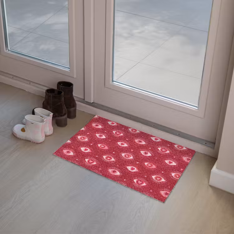Ogen - Patroon - Roze - Donkerrood Deurmat klein 898 -sfeer3