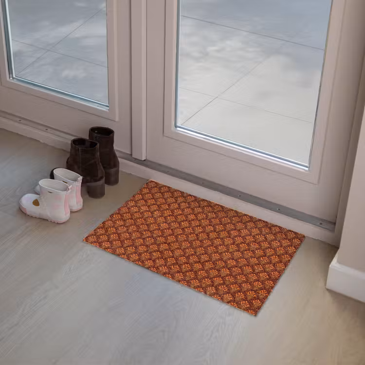 Waaiers - Art Deco - Botanisch - Roestbruin - Oranje Deurmat klein 898 -sfeer3