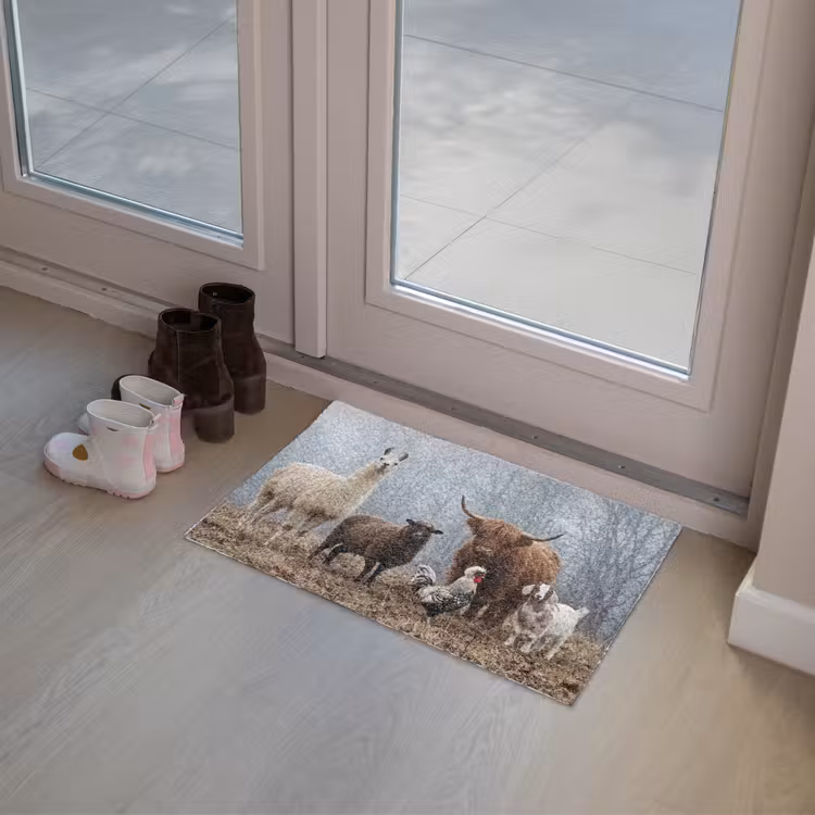 Boerderijdieren - Groep - Mist - Natuur - Rustiek Deurmat klein -sfeer3
