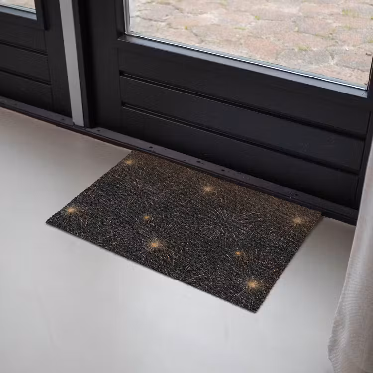 Vuurwerk - Patroon - Feestelijk - Goud - Zwart Deurmat klein 898 -sfeer2