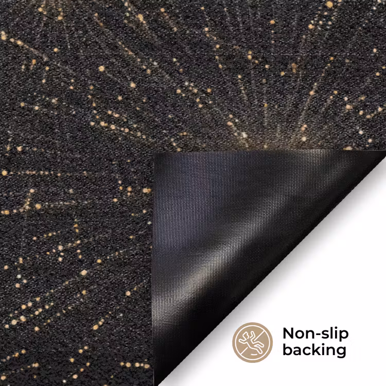Vuurwerk - Patroon - Feestelijk - Goud - Zwart Deurmat klein 898 -antislip_EN