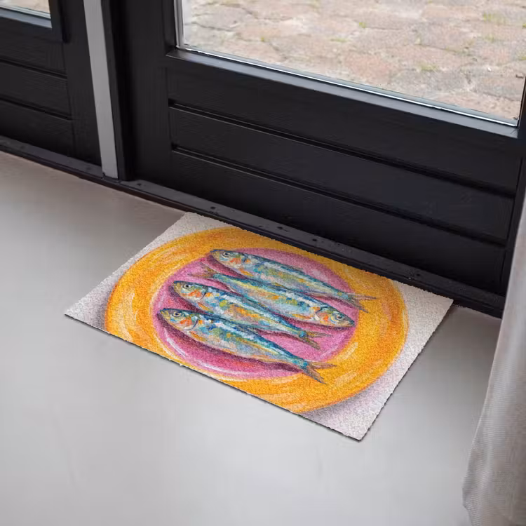 Vis - Vier - Eten - Modern - Kleurrijk Deurmat klein -sfeer2