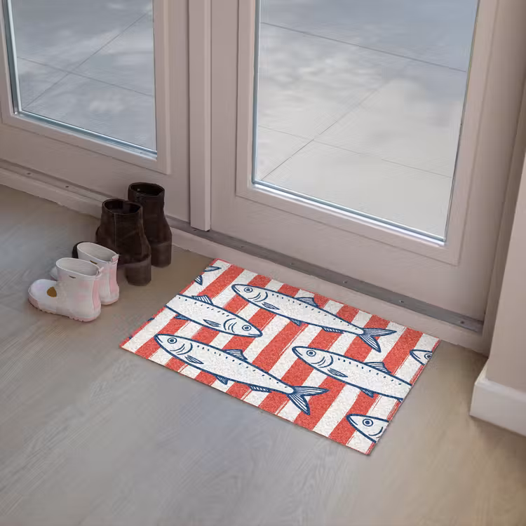 Vis - Patroon - Strepen - Illustratie - Rood Deurmat klein -sfeer3