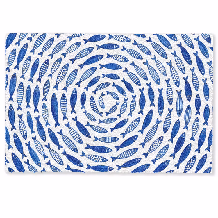 Vis - Patroon - Onderwater - Abstract - Blauw Deurmat klein -zkaufland3d