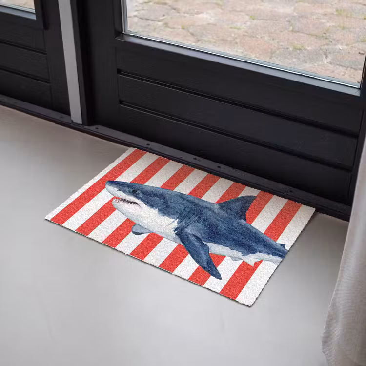 Vis - Haai - Zee - Illustratie - Blauw Deurmat klein -sfeer2