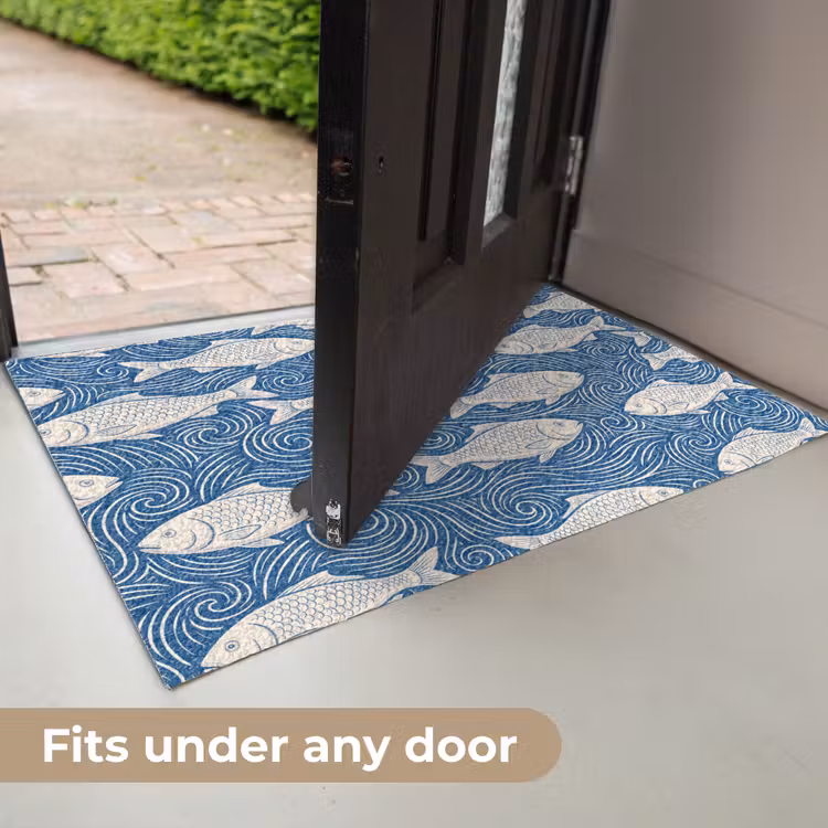 Vis - Water - Patroon - Grafisch - Blauw Deurmat klein -USP_EN