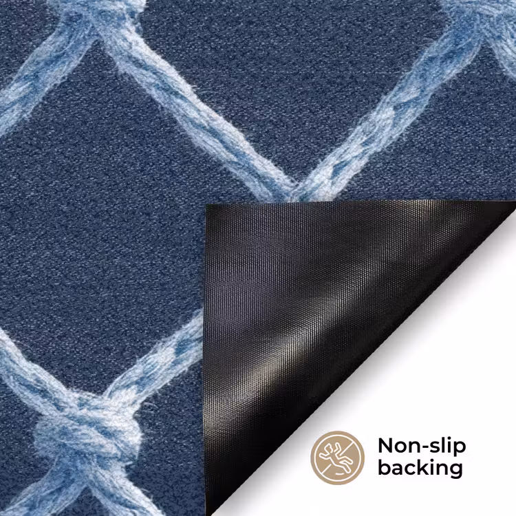 Visnet - Touw - Patroon - Marineblauw Deurmat klein 898 -antislip_EN