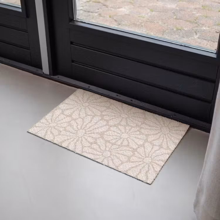 Bloemen - Print - Beige - Bruin - Minimalistisch Deurmat klein -sfeer2