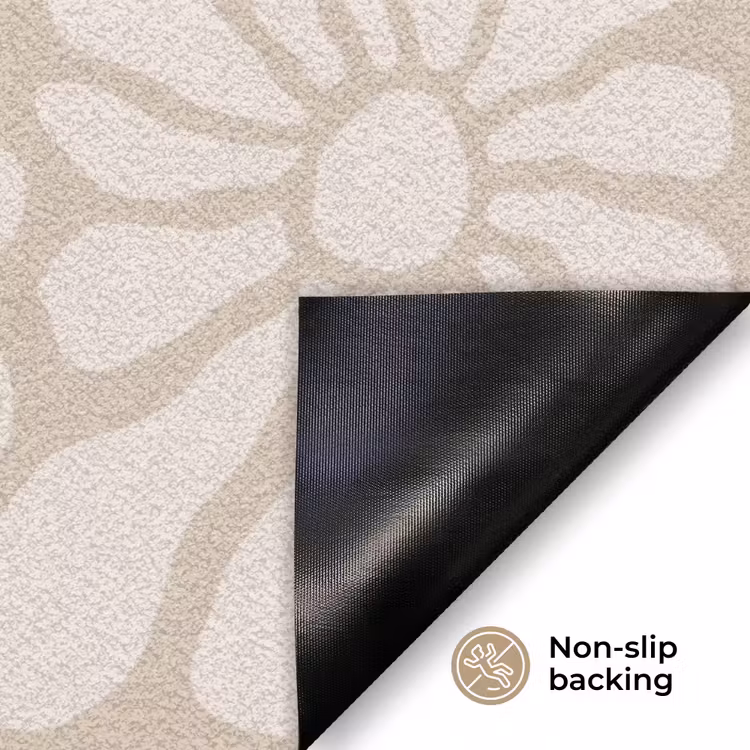 Bloemen - Print - Beige - Bruin - Minimalistisch Deurmat klein -antislip_EN