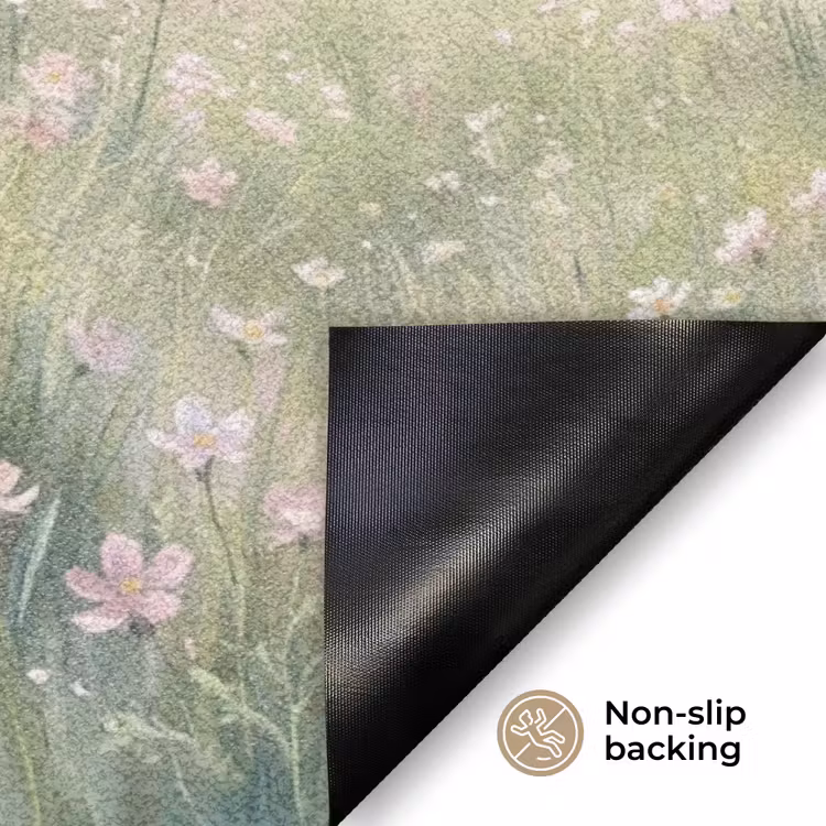 Bloemen veld - Bloemen - Groen Deurmat klein -antislip_EN
