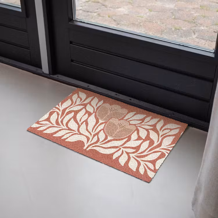 Bloemen - Abstract - Modern - Beige - Natuur Deurmat klein -sfeer2