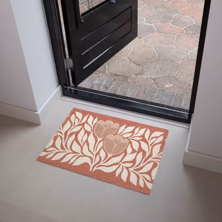 Bloemen - Abstract - Modern - Beige - Natuur Deurmat klein -sfeer5
