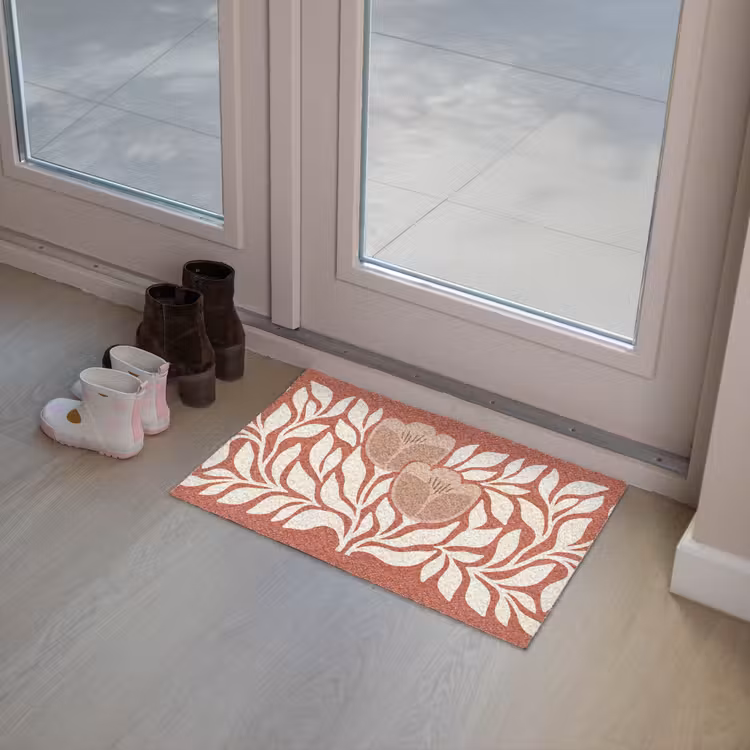 Bloemen - Abstract - Modern - Beige - Natuur Deurmat klein -sfeer3