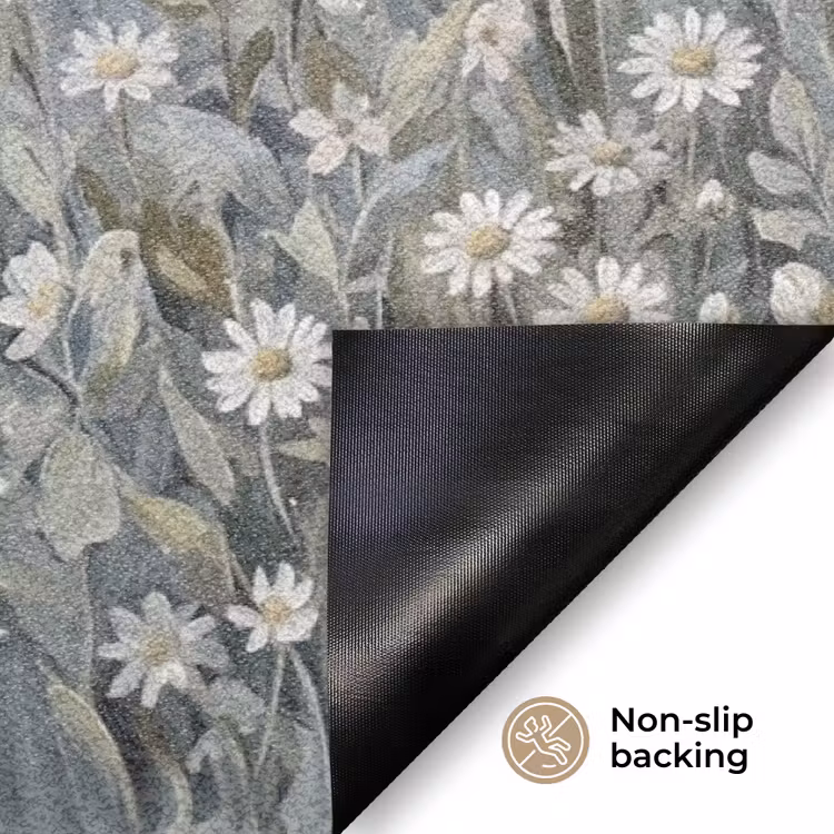 Bloemen - Botanisch - Blauw Deurmat klein -antislip_EN