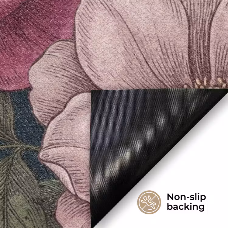 Bloemen - Botanisch - Illustratie - Donker - Vintage Deurmat klein -antislip_EN
