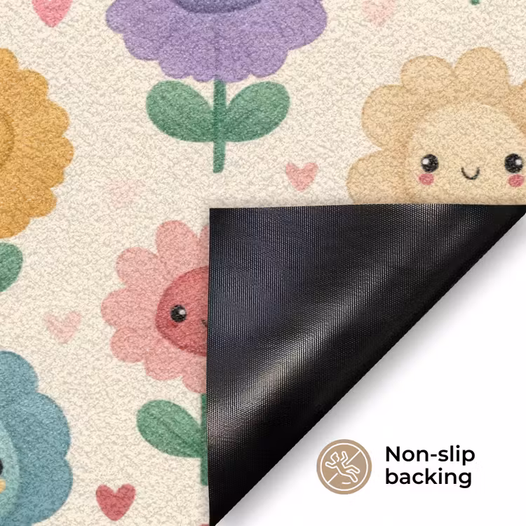 Bloemen - Hartjes - Kleurrijk Deurmat klein 898 -antislip_EN