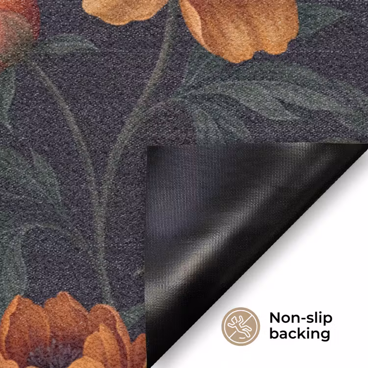 Bloemen - Bladeren - Natuur - Modern - Oranje Deurmat klein -antislip_EN