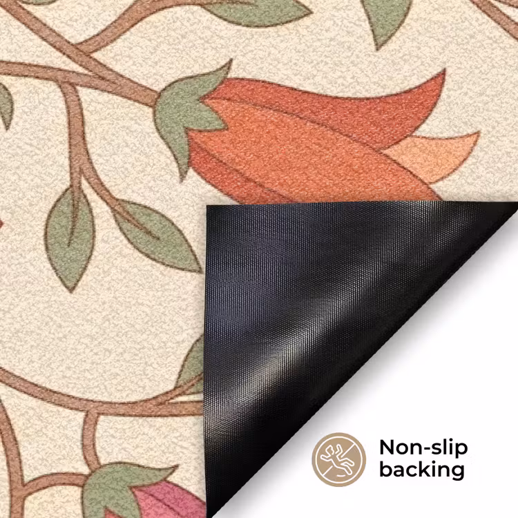 Bloemen - Mandala - Decoratief - Rood Deurmat klein -antislip_EN