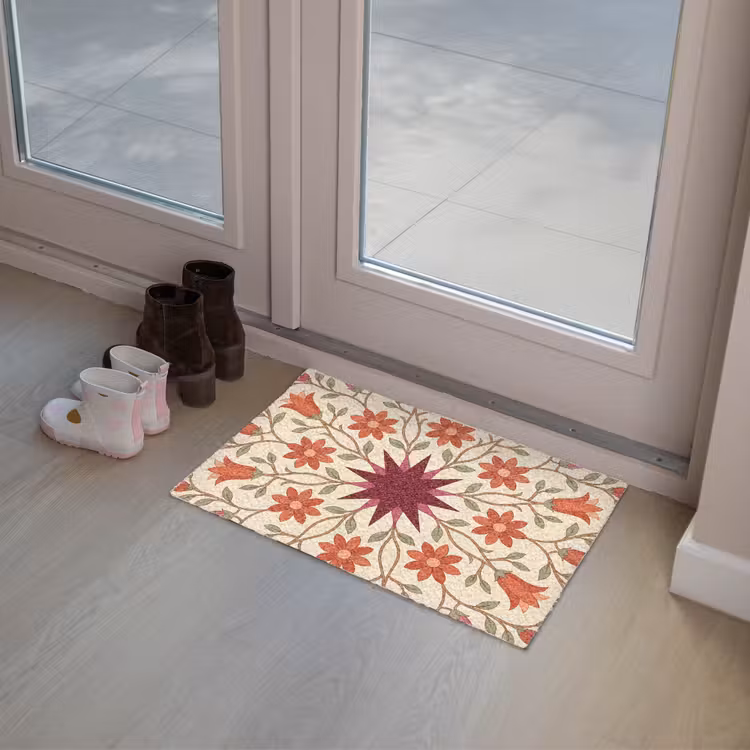 Bloemen - Mandala - Decoratief - Rood Deurmat klein -sfeer3