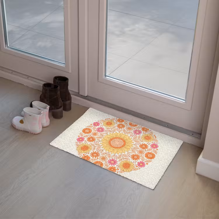 Bloemen - Mandala - Patroon - Kleurrijk Deurmat klein -sfeer3