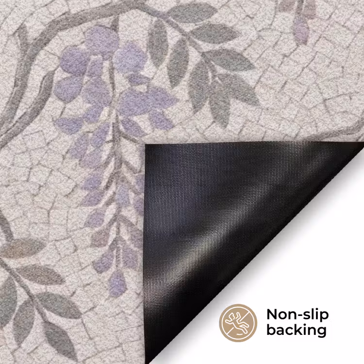 Bloemen - Mozaïek - Natuur - Patroon - Paars Deurmat klein -antislip_EN