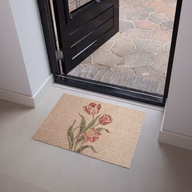 Bloemen - Mozaïek - Rood - Groen - Kunst Deurmat klein -sfeer5