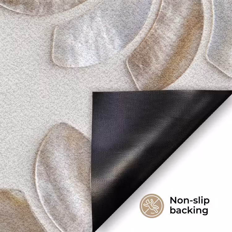 Bloemen - Parelmoer - Abstract - Patroon - Blauw Deurmat klein -antislip_EN