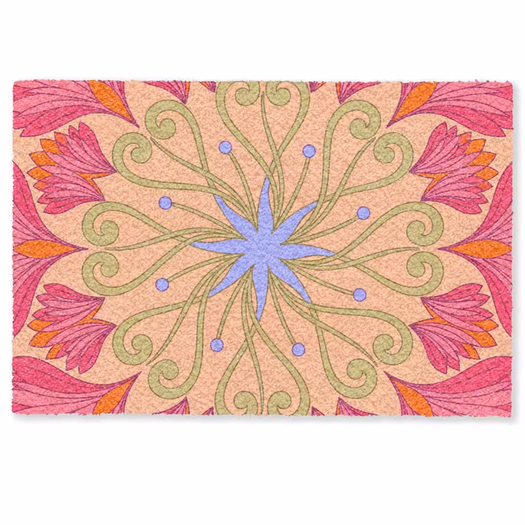 Bloemen - Patroon - Abstract - Roze - Decoratief Deurmat klein -zkaufland3d