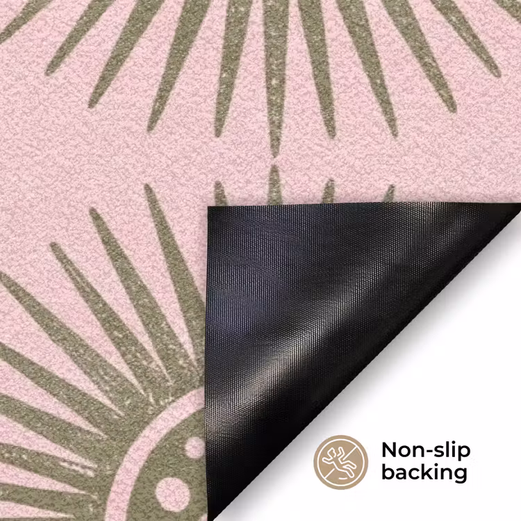 Bloemen - Patroon - Abstract - Roze - Groen Deurmat klein -antislip_EN