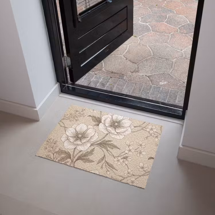 Bloemen - Patroon - Beige Deurmat klein -sfeer5