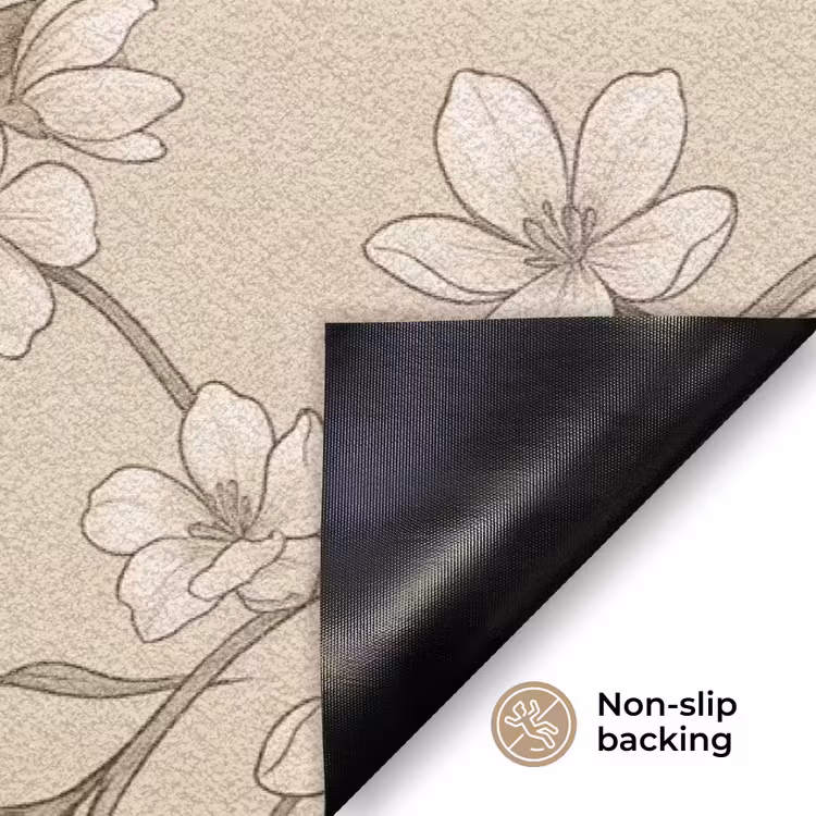 Bloemen - Patroon - Beige Deurmat klein -antislip_EN