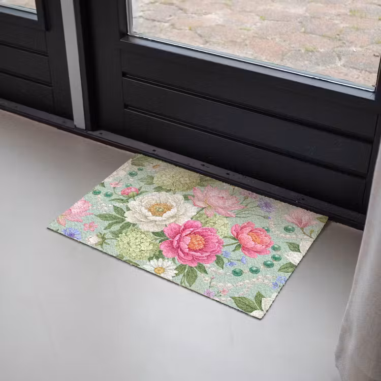 Bloemen - Patroon - Botanisch - Groen Deurmat klein -sfeer2