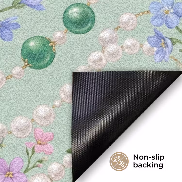 Bloemen - Patroon - Botanisch - Groen Deurmat klein -antislip_EN
