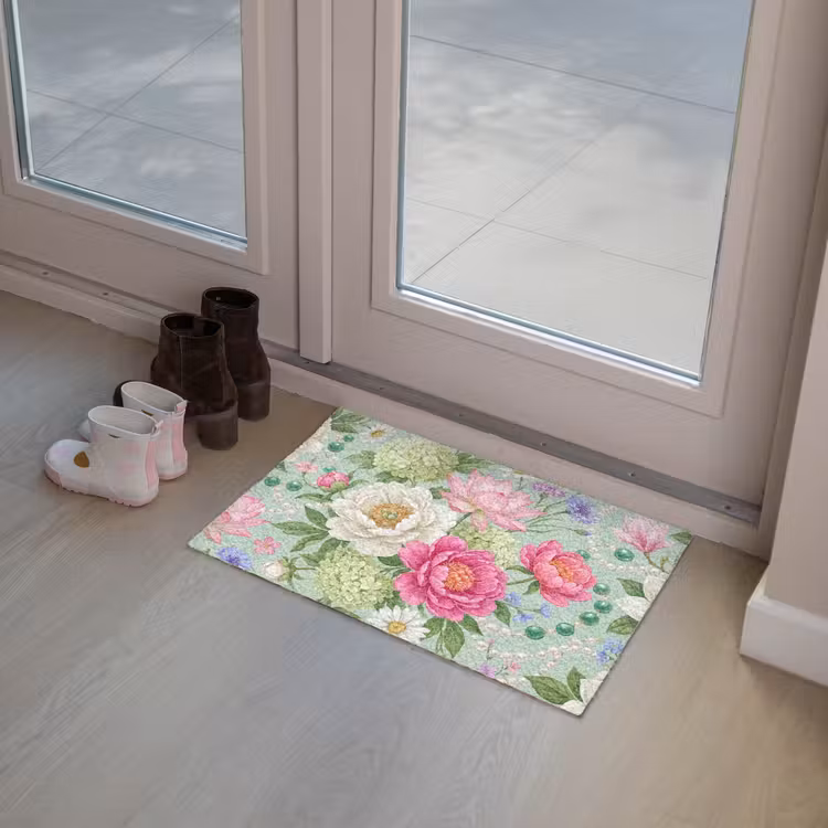 Bloemen - Patroon - Botanisch - Groen Deurmat klein -sfeer3