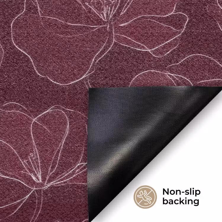 Bloemen - Patroon - Bordeauxrood Deurmat klein 898 -antislip_EN