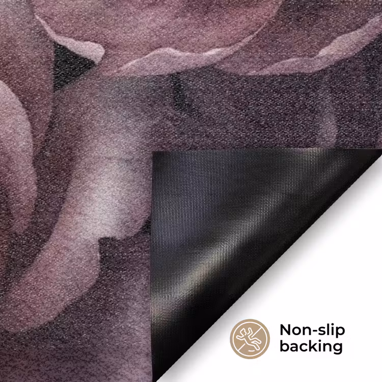 Bloemen - Patroon - Donker - Botanisch - Paars Deurmat klein -antislip_EN