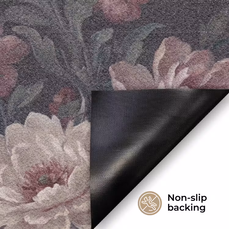 Bloemen - Patroon - Sierlijk - Roze - Donker Deurmat klein -antislip_EN