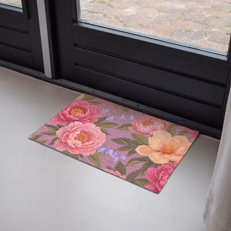 Bloemen - Patroon - Illustratie - Roze Deurmat klein -sfeer2