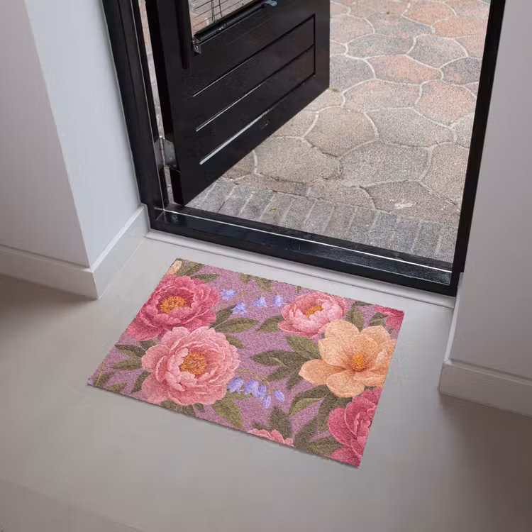 Bloemen - Patroon - Illustratie - Roze Deurmat klein -sfeer5