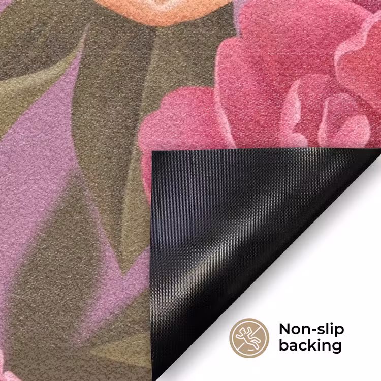 Bloemen - Patroon - Illustratie - Roze Deurmat klein -antislip_EN
