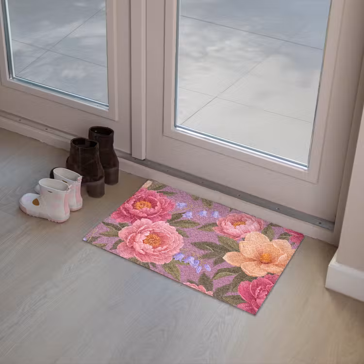 Bloemen - Patroon - Illustratie - Roze Deurmat klein -sfeer3