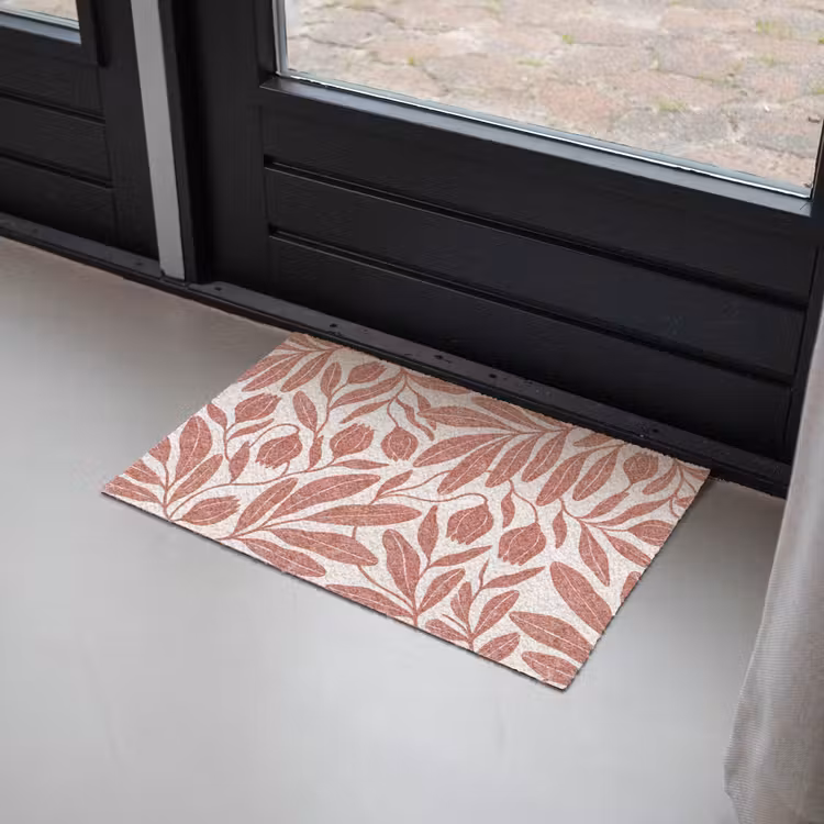 Bloemen - Patroon - Modern - Natuur - Bruin Deurmat klein -sfeer2