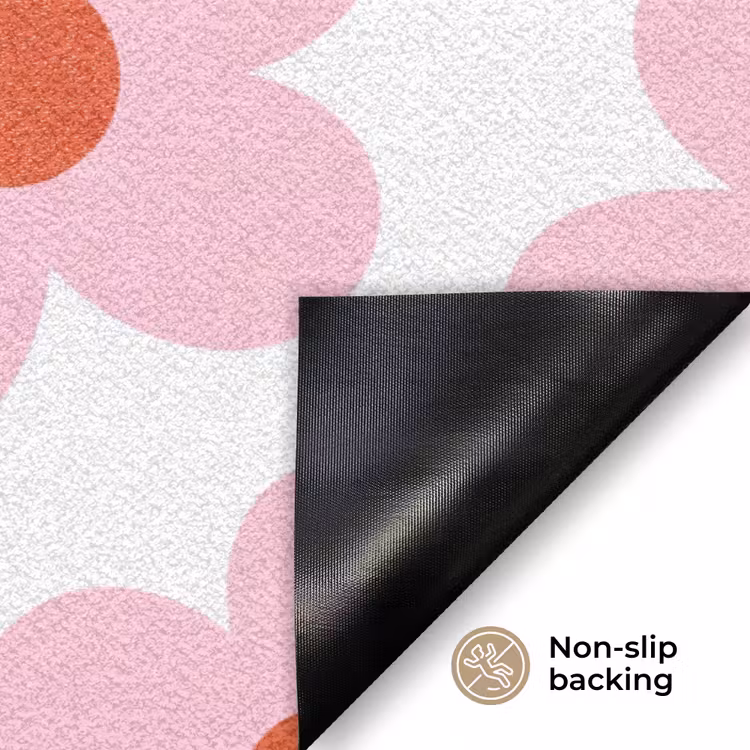 Bloemen - Patroon - Modern - Roze - Wit Deurmat klein -antislip_EN