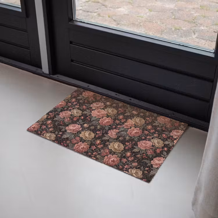 Bloemen - Patroon - Natuur - Vintage - Roze Deurmat klein -sfeer2