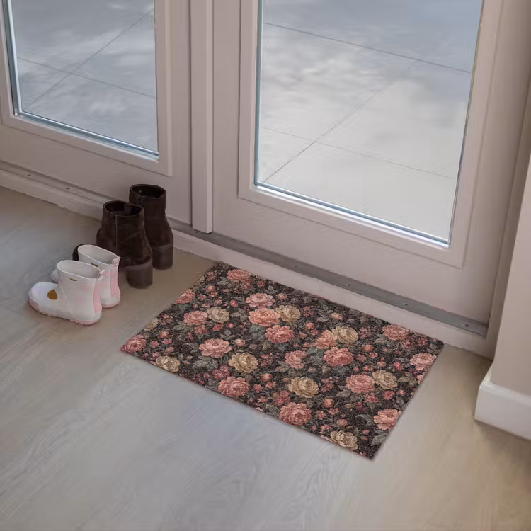 Bloemen - Patroon - Natuur - Vintage - Roze Deurmat klein -sfeer3