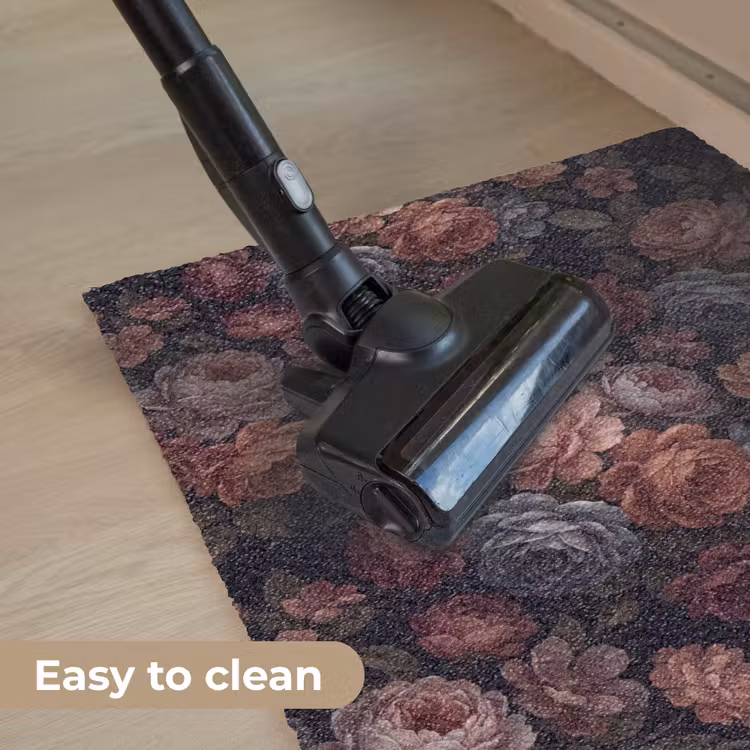 Bloemen - Patroon - Vintage - Donker - Roze Deurmat klein -reinigen_EN