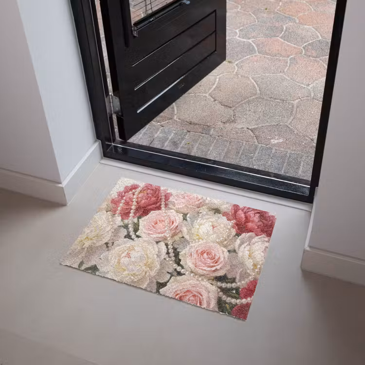 Bloemen - Parels - Romantiek - Klassiek - Roze Deurmat klein -sfeer5