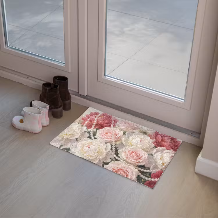 Bloemen - Parels - Romantiek - Klassiek - Roze Deurmat klein -sfeer3
