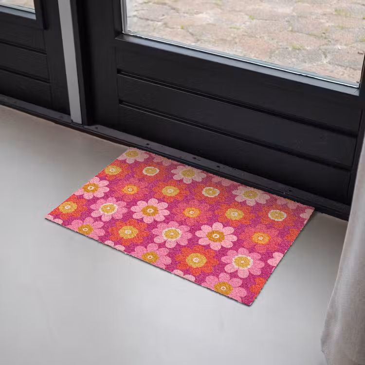 Bloemen - Retro - Kleurrijk Deurmat klein 898 -sfeer2
